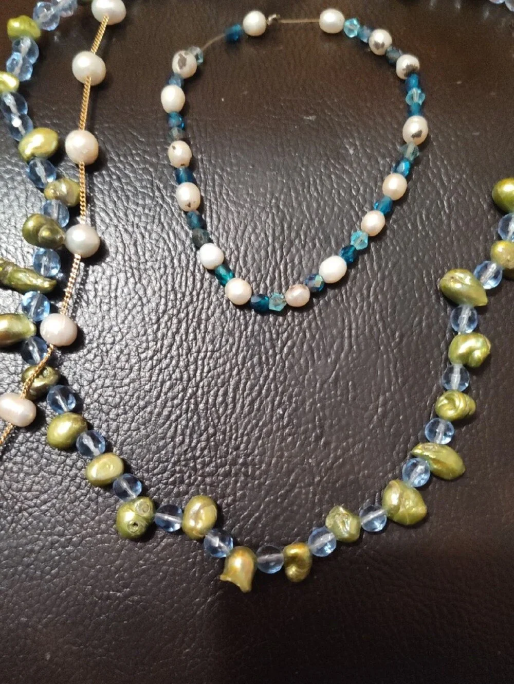 Freshwater Pearl and Green Bead Necklace Set - Women Jewelry - Picture 5 of 5